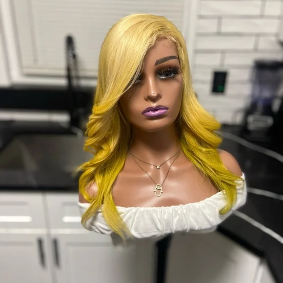 Human hair lace front wig - 20” in length: Russian Blonde Unit - Picture 5 of 8